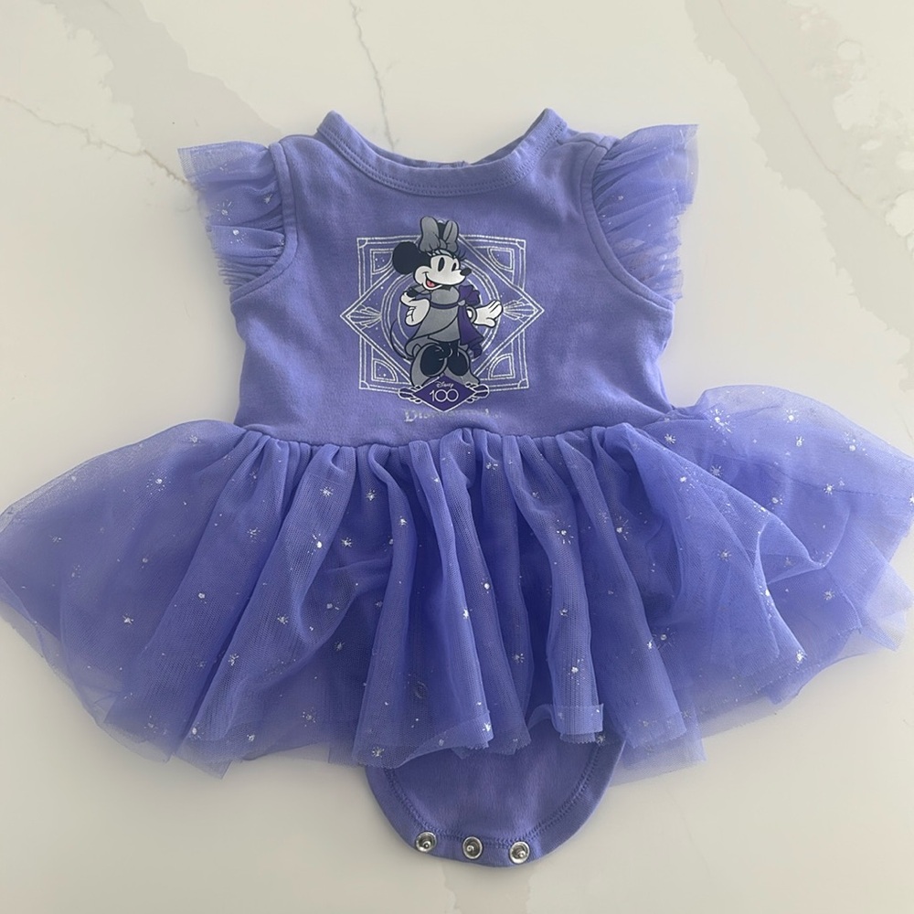 Disneyland 100 anniversary onesie with tule skirt. 9-12 months